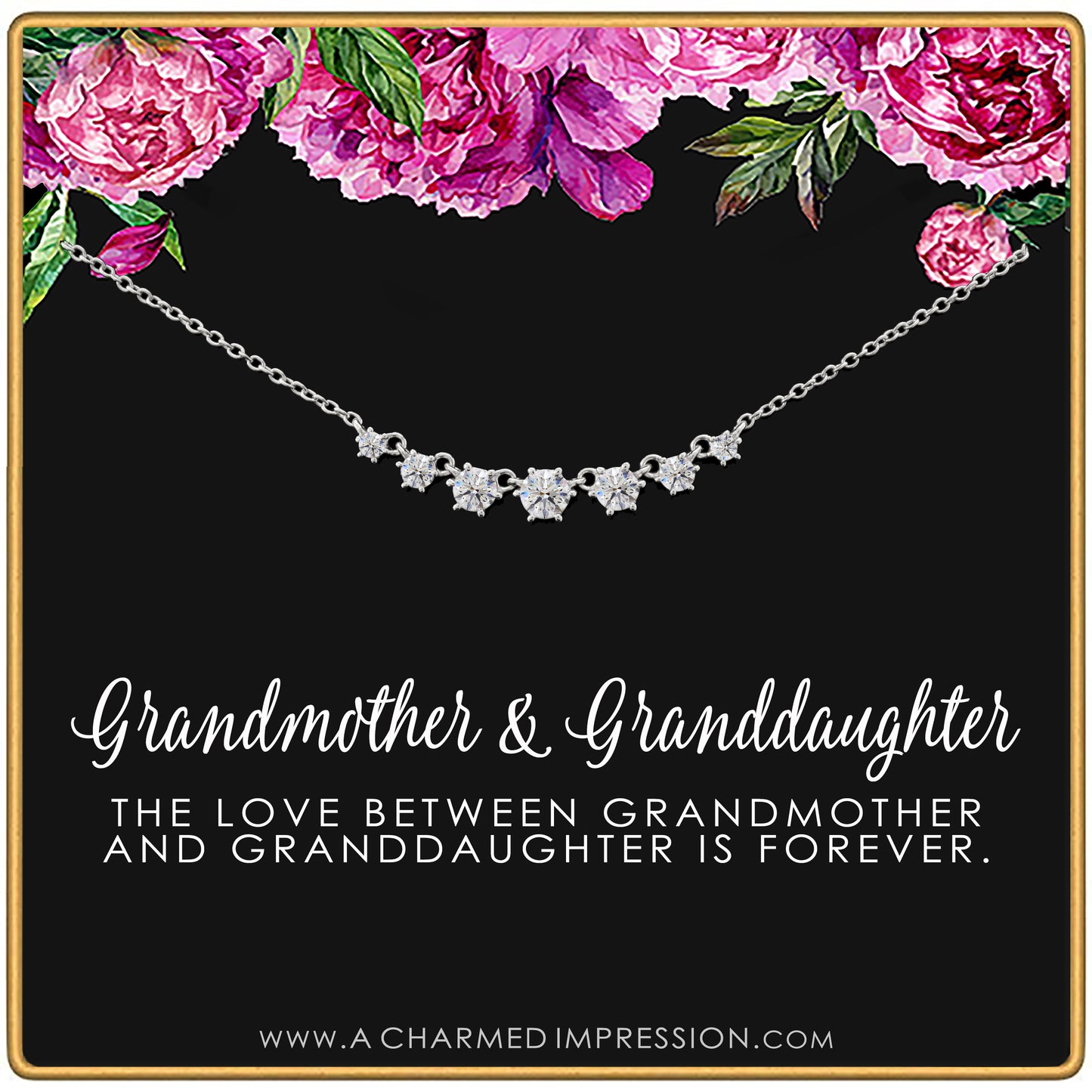 Grandmother & Granddaughter • Unique Gift for Grandma • Silver or Gold • Intentional Keepsake Jewelry - 7 Crystal Necklace