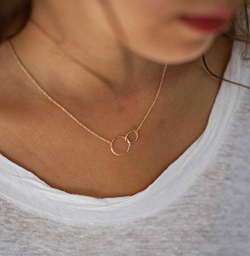 Unbiological Sister Necklace • Two Connected Circles • 14k Gold • Bonus Sister in law • Bride or Groom Sister • Adopted • Stepsister Best Friend • Friendship Love Gift • Appreciation Gratitude Jewelry