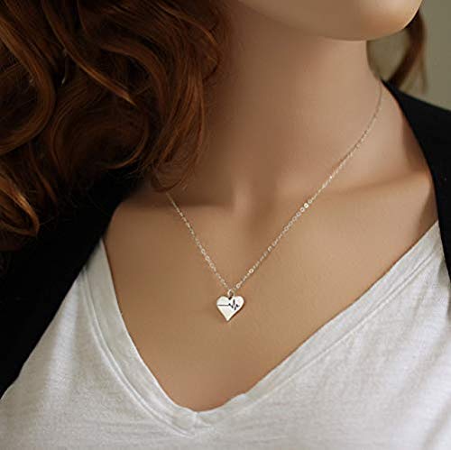 Everyday You Change the World • Silver EKG Heart Charm Necklace • Gift for Medical Health Care Professional • Med Student Gifts • EMT Nurse Doctor Love Appreciation • Inspirational Jewelry