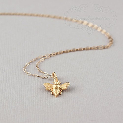 Little Gold Bee Necklace • Gold Honeybee/Bumblebee Charm • Simple Everyday Jewelry • Bridesmaid Gift • Garden Themed Wedding • Save the Bees