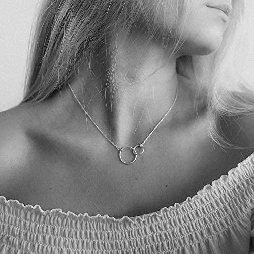 Friendship Necklace • You Are My Person Necklace • Love and Friendship Jewelry • Two Connected Circles • 925 Sterling Silver • You're My Tribe Unbiological Soul Sister Necklace • Gifts for BFF Besties