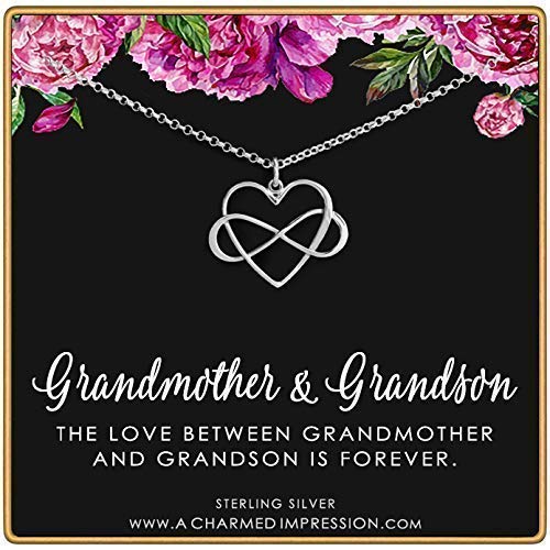 Gifts for Grandma and Grandson • Infinity Heart Charm • 925 Sterling Silver • Infinite Love Necklace