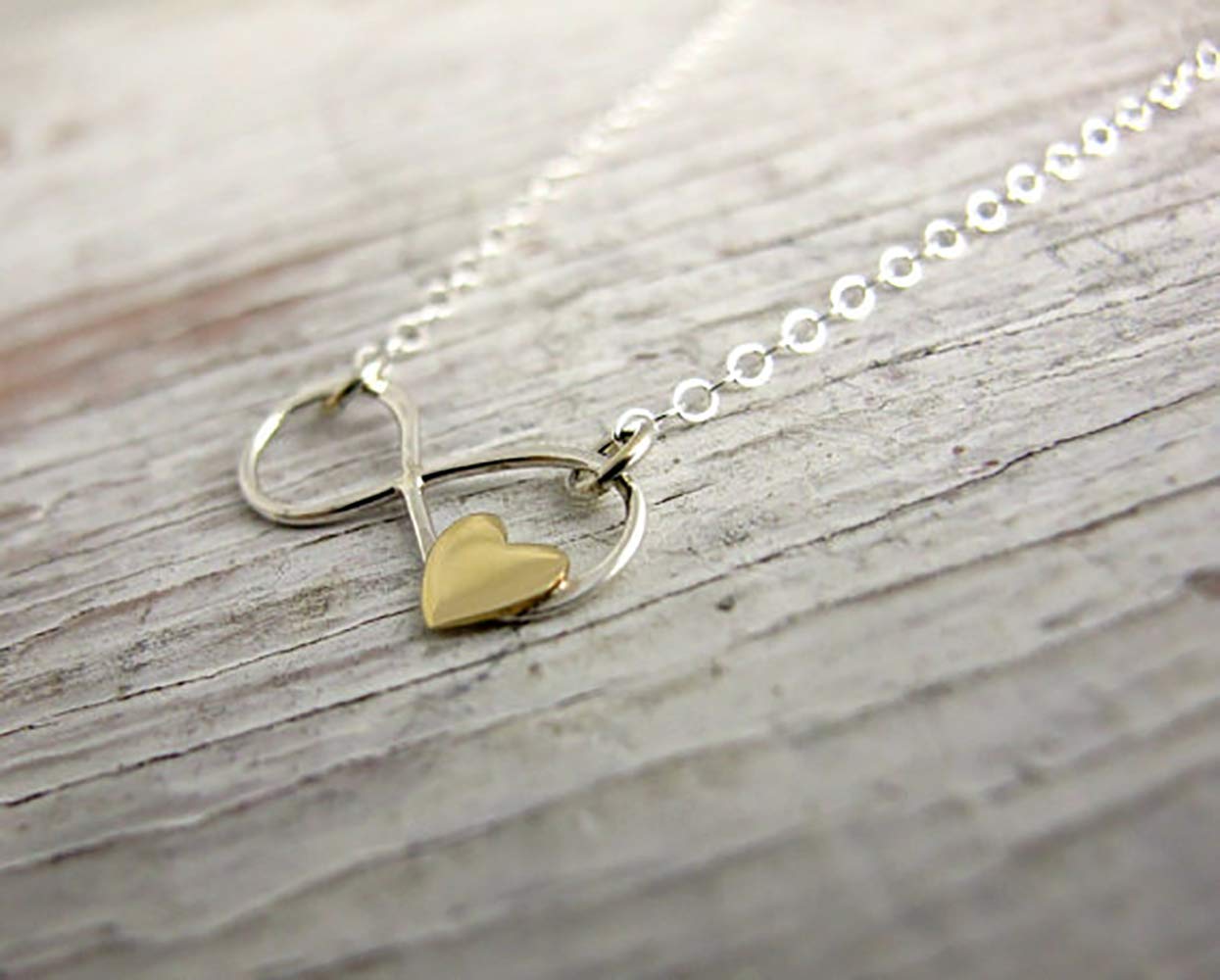 Father and Daughter Necklace • Infinite Love • 925 Sterling Silver • Infinity with Gold Heart • Birthday Memorial Remembrance Wedding • Gift for Daughter from Dad