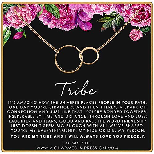Thinking of You Gifts for Women • 14k Gold • Tribe Friendship Necklace • Best Friend Gifts • You are My Person Necklace • Long Distance Gift for Best Friends • Find Your Tribe, Love Them Fiercely