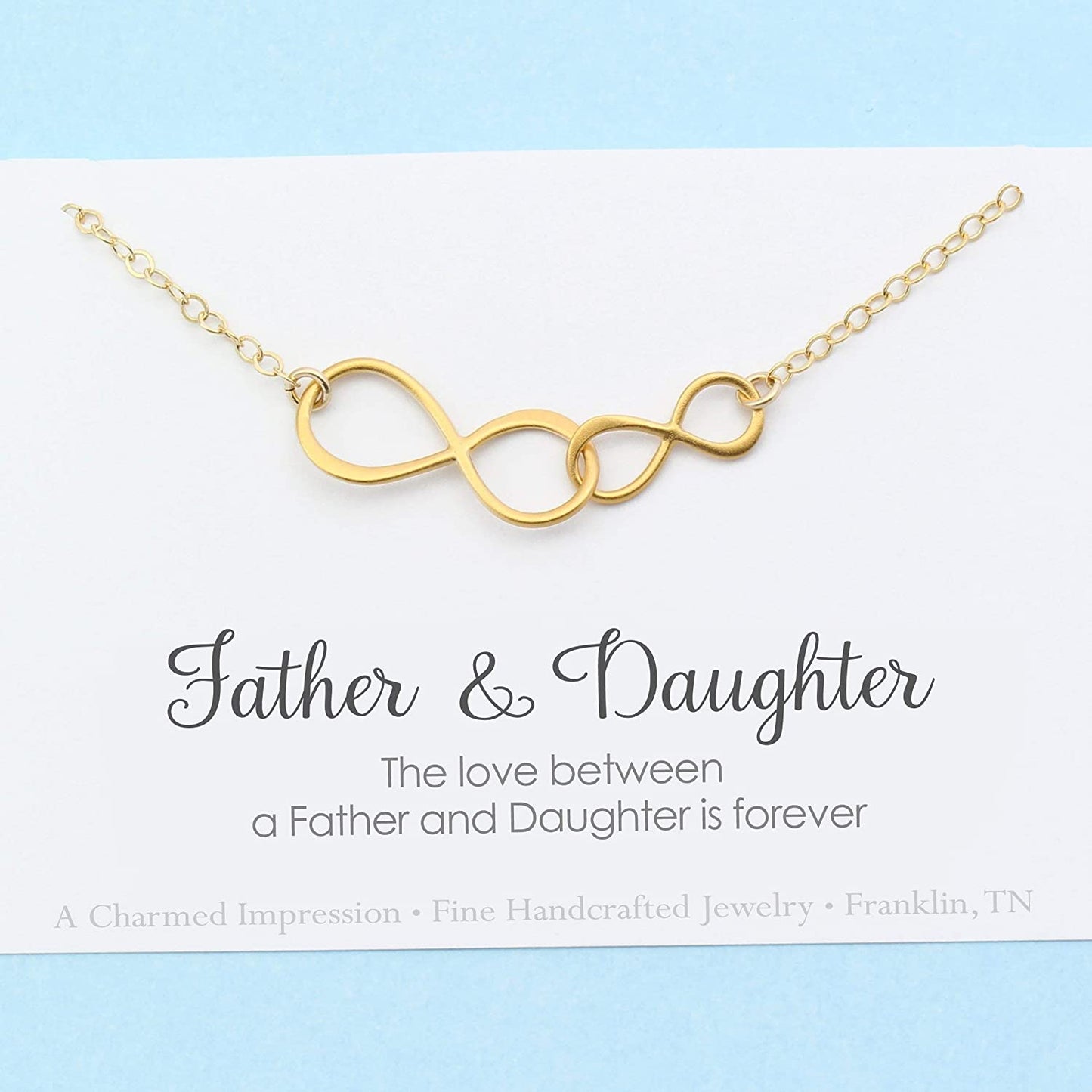The Love Between a Father & Daughter is Forever • Double Infinity Necklace • 14k Gold • Christmas Birthday Wedding Gift for Her