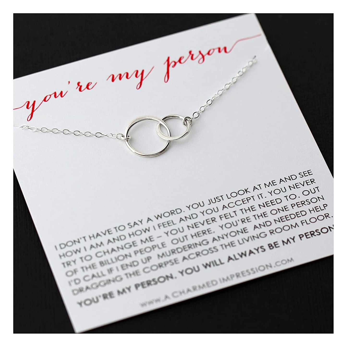 Friendship Necklace • You Are My Person Necklace • Love and Friendship Jewelry • Two Connected Circles • 925 Sterling Silver • You're My Tribe Unbiological Soul Sister Necklace • Gifts for BFF Besties