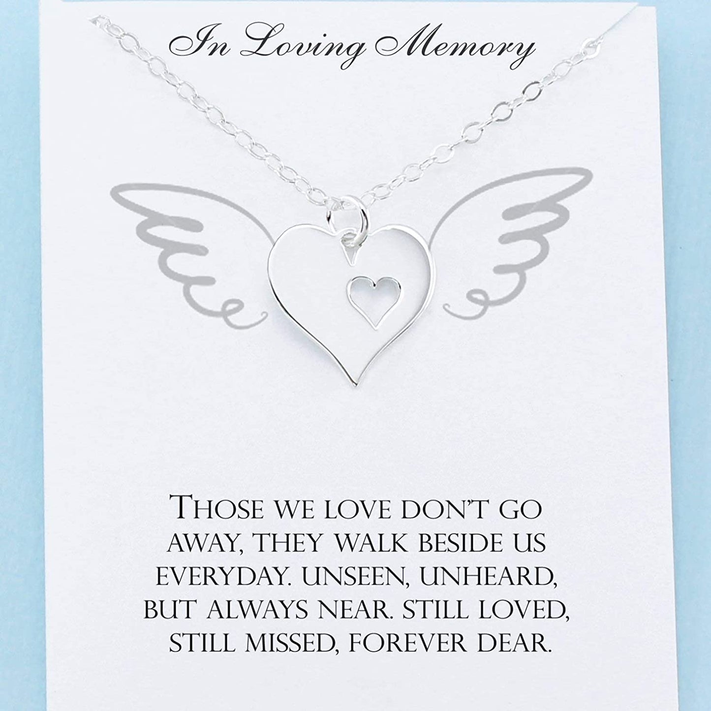 In Memory Of • Memorial Charm Necklace • Sterling Silver Heart • Grief Jewelry • Sympathy Gift