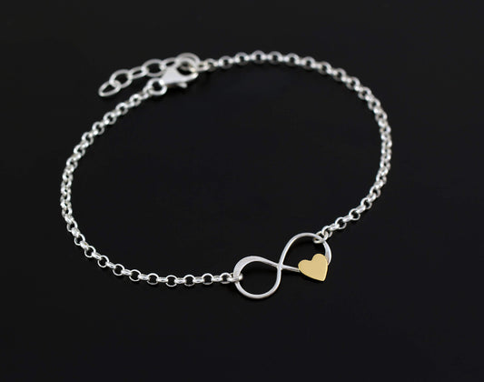 Stepdaughter Gifts for Girls Women • Stepdaughter bracelet • Silver Bracelet • Stepdaughter Gift from Mom Dad • Stepmom Stepdad • Infinite Love • Infinity Gold Heart • Gifts for Step Daughter