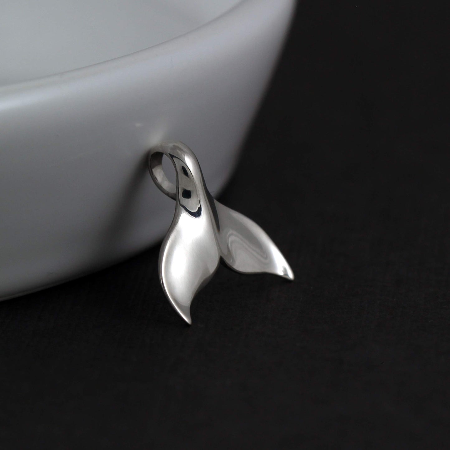 A Charmed Impression Sterling Silver High Polished Mermaid Tail • Whale Tail • Necklace Pendant Charm