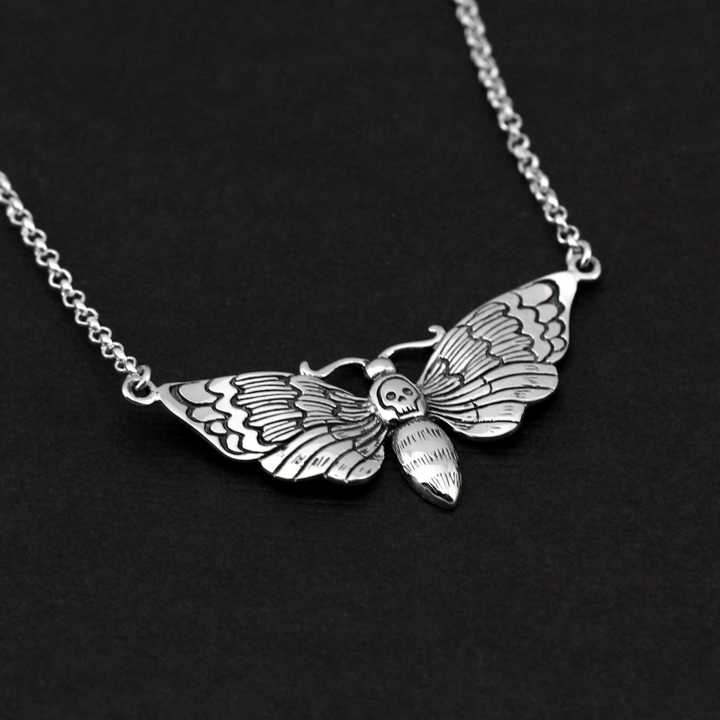 Large Sterling Silver Death Moth Necklace • Spiritual Jewelry • Rebirth Transformation • Sensuality • Goddess Jewelry
