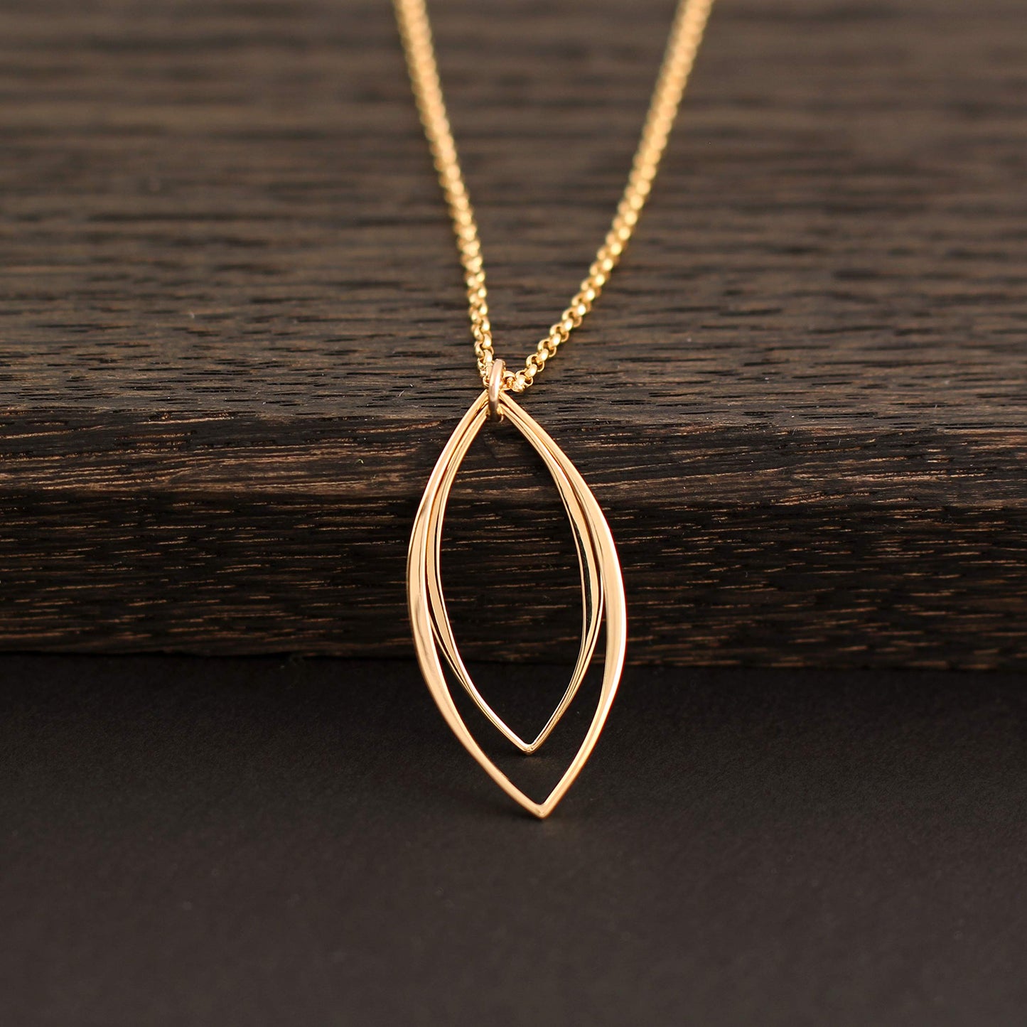 14k Gold Filled Marquise Necklace • Modern Minimalist Jewelry • Simple Delicate Pendant • Handmade Necklace • Necklaces for Women • Gifts for Teen Teenage Girl Gift • Geometric Shape • Sexy Edgy