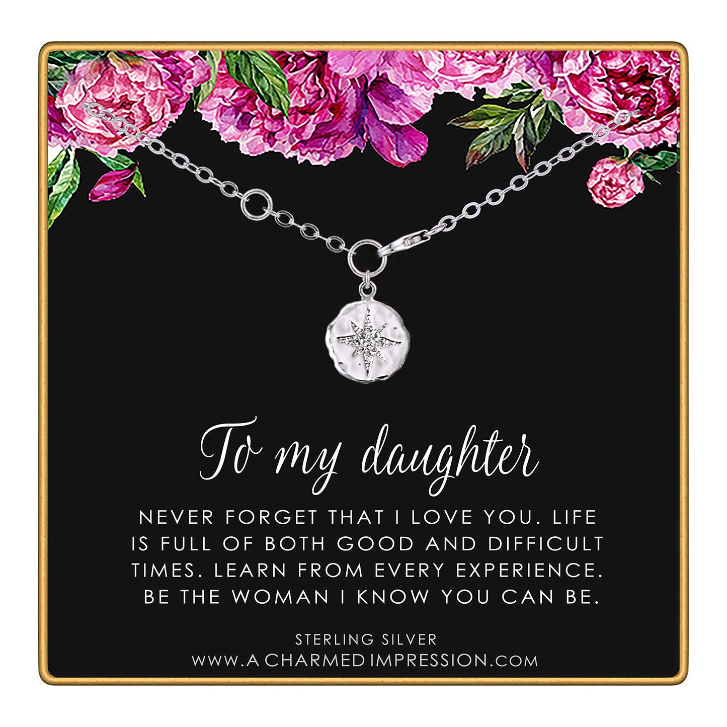Gift for Daughter • Silver CZ Diamond Starburst Bracelet • Daughter Gifts from Mom Dad • Teen Girls Adult Daughter • Encouragement Gifts for Women • Motivational Inspirational Jewelry