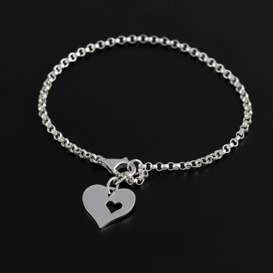 in Loving Memory - Sterling-Silver Heart in Heart Charm Bracelet