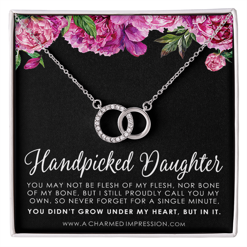 Handpicked Daughter, Stepdaughter Gift for Step Daughter, Infinite Love, Bonus Daughter, Adopted Child, Gift for Girls, Unbiological Child - Perfect Pair Neckace
