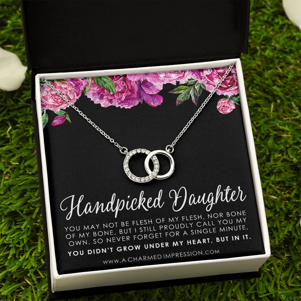 Handpicked Daughter, Stepdaughter Gift for Step Daughter, Infinite Love, Bonus Daughter, Adopted Child, Gift for Girls, Unbiological Child - Perfect Pair Neckace