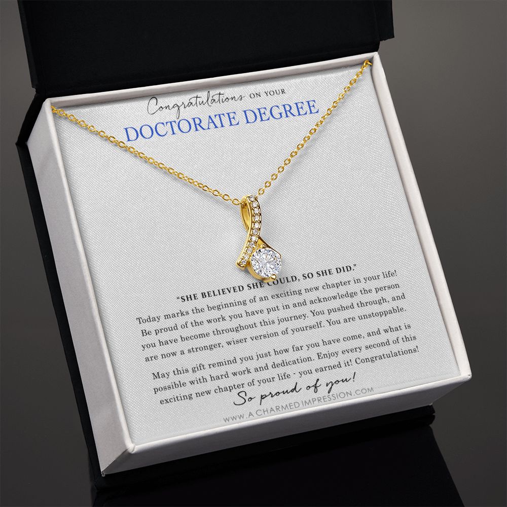 Personalized Graduation Gift - Proud of You - Doctorate Degree Graduation Cards - Alluring Beauty Necklace