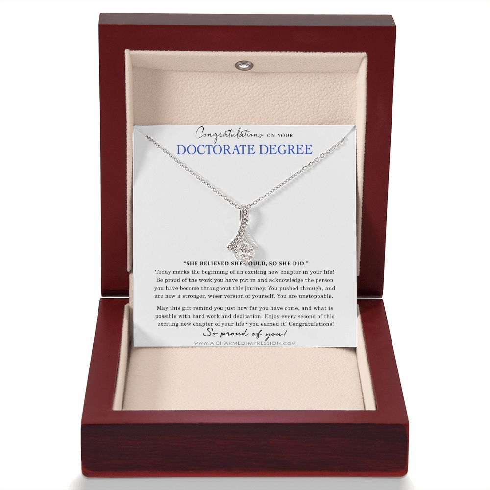 Personalized Graduation Gift - Proud of You - Doctorate Degree Graduation Cards - Alluring Beauty Necklace
