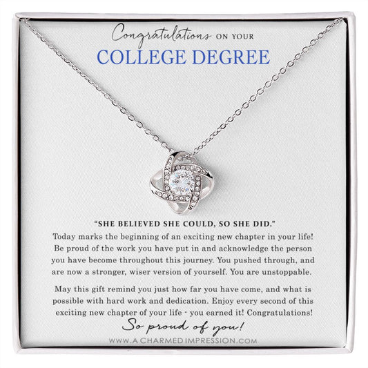 Personalized Graduation Gift - Proud of You - College Degree Cards - Love Knot Necklace