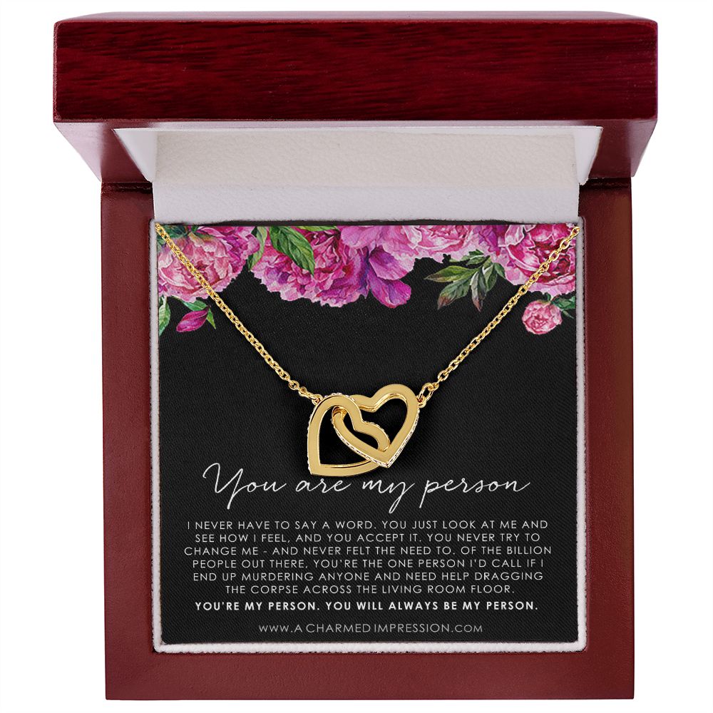 You Are My Person Gift, Best Friend Gift, You're My Person Necklace, Greys Anatomy Quote, Bestie Gift, BFF Gift, Interlocking Hearts