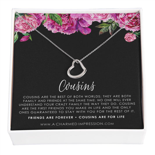 Gift for Cousin Gifts, Cousin Necklace, Cousin Christmas gifts for Cousins gift Idea, Cousin Best Friend Cousin Birthday Gift - Delicate Heart Necklace