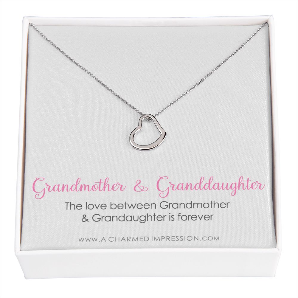 Grandmother & Granddaughter Necklace, Grandma Gift, Grandmother Jewelry, Granddaughter Gift, Granddaughter Birthday Gift, Mothers Day - Delicate Heart Necklace