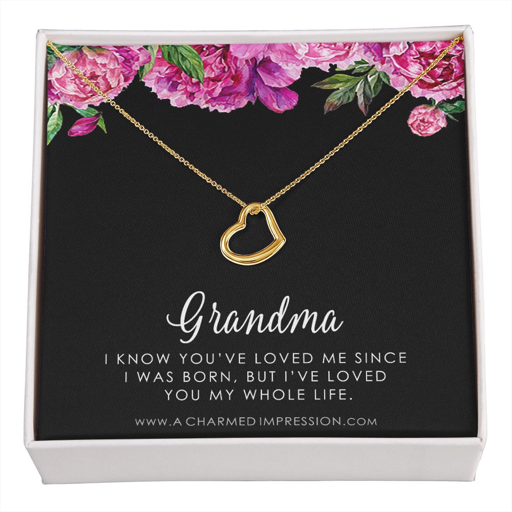 Grandma Love Necklace, Gifts for Granny, Mother's Day Present - Delicate Heart Necklace
