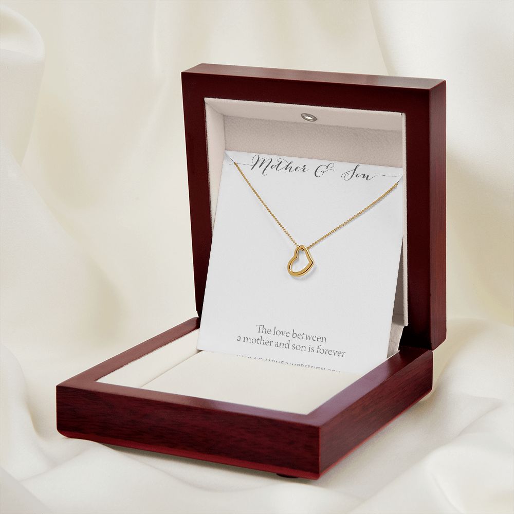 Mother and Son Necklace, Mom Appreciation Present, Boy Mom Gift, for Mom Jewelry, Sentimental Mom Birthday Gifts, Mum and Son Jewellery - Delicate Heart Necklace