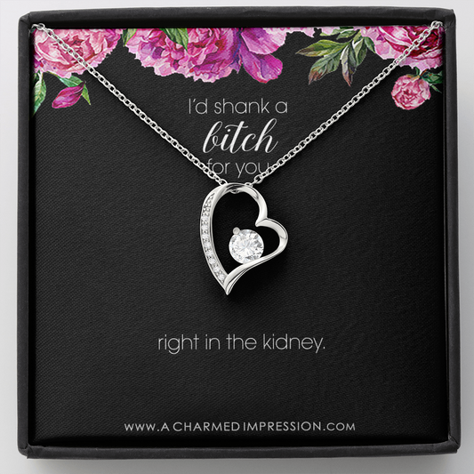 Funny Best Friend Necklace, Funny Sister Gift, Funny CoWorker Gift, Friendship Necklace, I Would Shank a Bitch