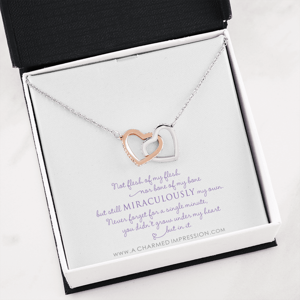 Unbiological Mother & Child Gift, Keepsake Jewelry, Adoption Gotcha Day Gifts for Women Girls, Daughter Stepdaughter, Unique Meaningful