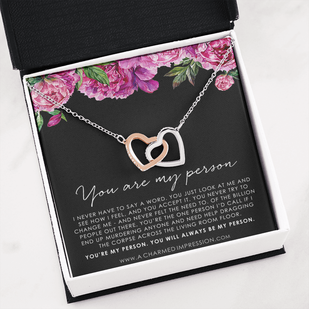 You Are My Person Gift, Best Friend Gift, You're My Person Necklace, Greys Anatomy Quote, Bestie Gift, BFF Gift, Interlocking Hearts