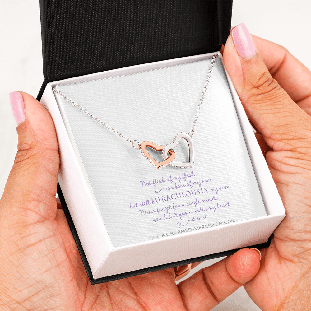 Unbiological Mother & Child Gift, Keepsake Jewelry, Adoption Gotcha Day Gifts for Women Girls, Daughter Stepdaughter, Unique Meaningful