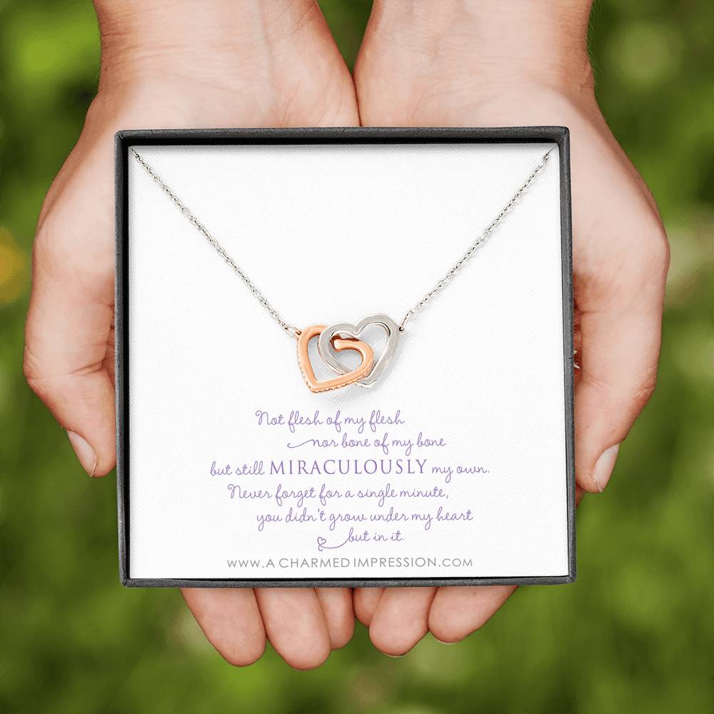 Unbiological Mother & Child Gift, Keepsake Jewelry, Adoption Gotcha Day Gifts for Women Girls, Daughter Stepdaughter, Unique Meaningful