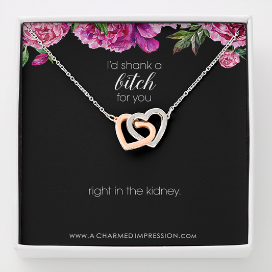 Funny Best Friend Necklace, Funny Sister Gift, Funny CoWorker Gift, Friendship Necklace, I Would Shank a Bitch