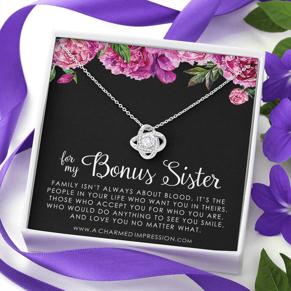 Bonus Sister Gift Necklace, Sister-In-Law Gift, Jewelry For Sister in Law, Step Sister Gift, Soul Sister, Best Friend - Love Knot Necklace