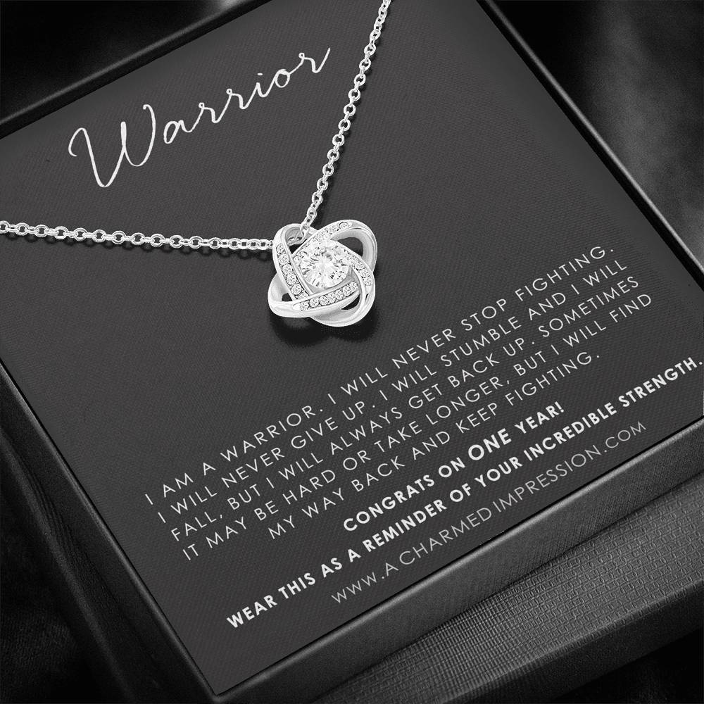Addiction Recovery Gift, Warrior Necklace, Fighter Jewelry, NA, AA Gifts Women, Sobriety Anniversary, Sober Birthday