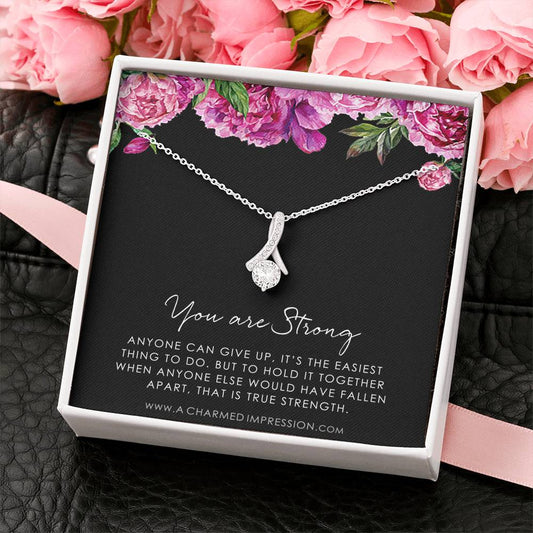 Strength Necklace, Depression, Mental Health, Cancer Survivor Necklace, Breast Cancer Survivor, Infertility Miscarry Gift, Fertility Wish