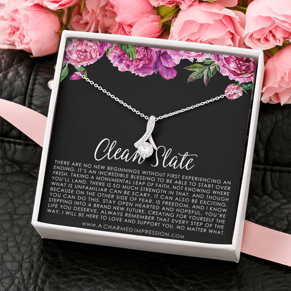 New Beginnings Gift for Her, Clean Slate, New Beginnings Necklace, Breakup Gift Necklace, Blank Slate, in 14K White Gold