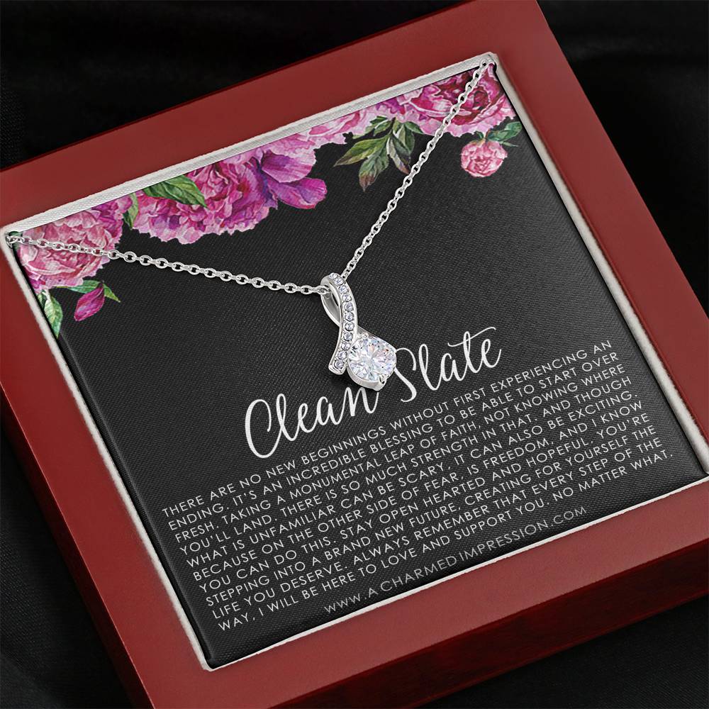 New Beginnings Gift for Her, Clean Slate, New Beginnings Necklace, Breakup Gift Necklace, Blank Slate, in 14K White Gold
