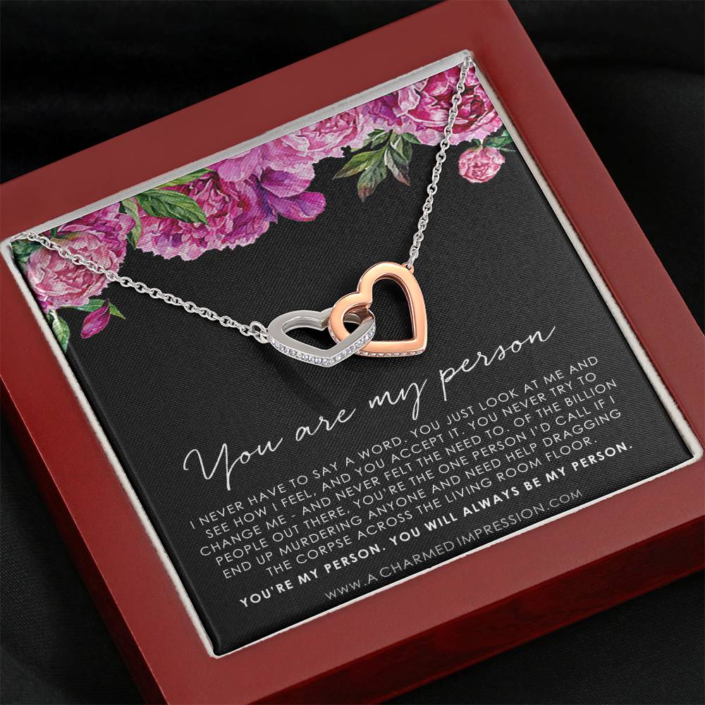 You Are My Person Gift, Best Friend Gift, You're My Person Necklace, Greys Anatomy Quote, Bestie Gift, BFF Gift, Interlocking Hearts