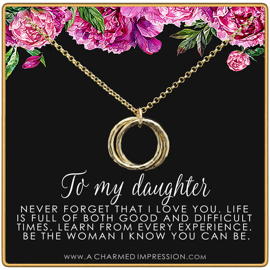 To My Daughter Gift - The Love Between Last Forever - Hammered Linked Infinity Ring Necklace
