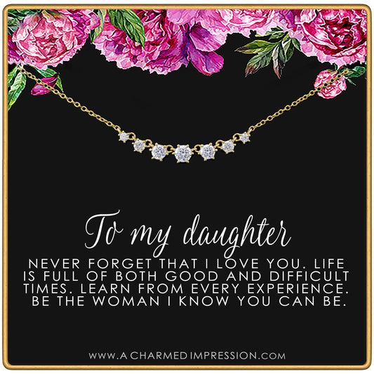 To My Daughter • Inspirational Jewelry • Gifts for Her • From Mom Dad • Ideas for Birthday Christmas Graduation Wedding • 7 Crystal Necklace