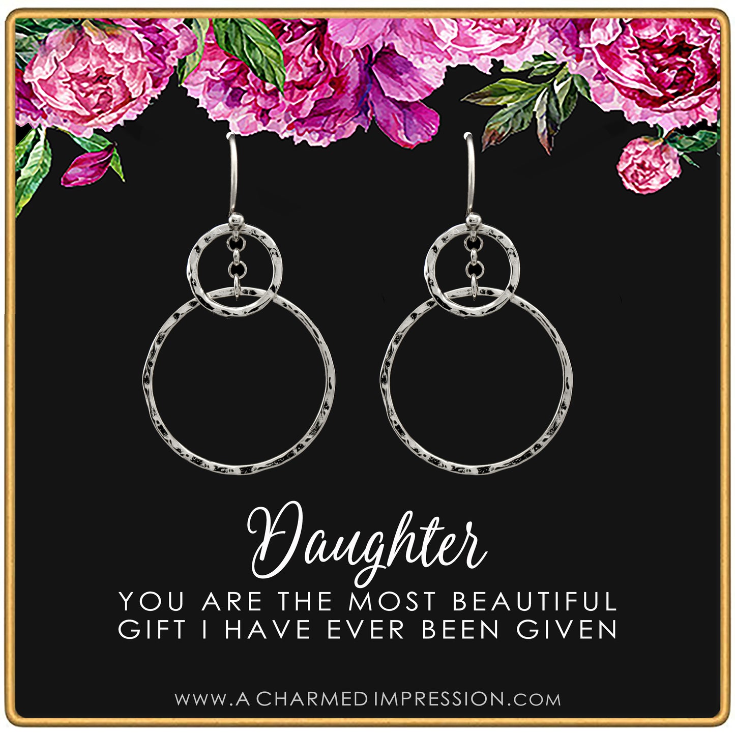 Daughter Gifts from Mom Dad • Gift for Adult Daughter • Daughter Birthday Card and Jewelry • Christmas Gifts for Women Teenage Girl • Infinity Ring Earrrings