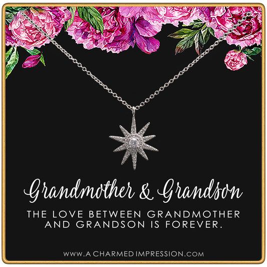 Gift for Grandma Necklace • Grandmother Gifts from Grandson • Intentional Gift from Grandchild • Infinite Love • Mother's Day • Christmas • Birthday Gifts for Grandma - Large Starburst Necklace