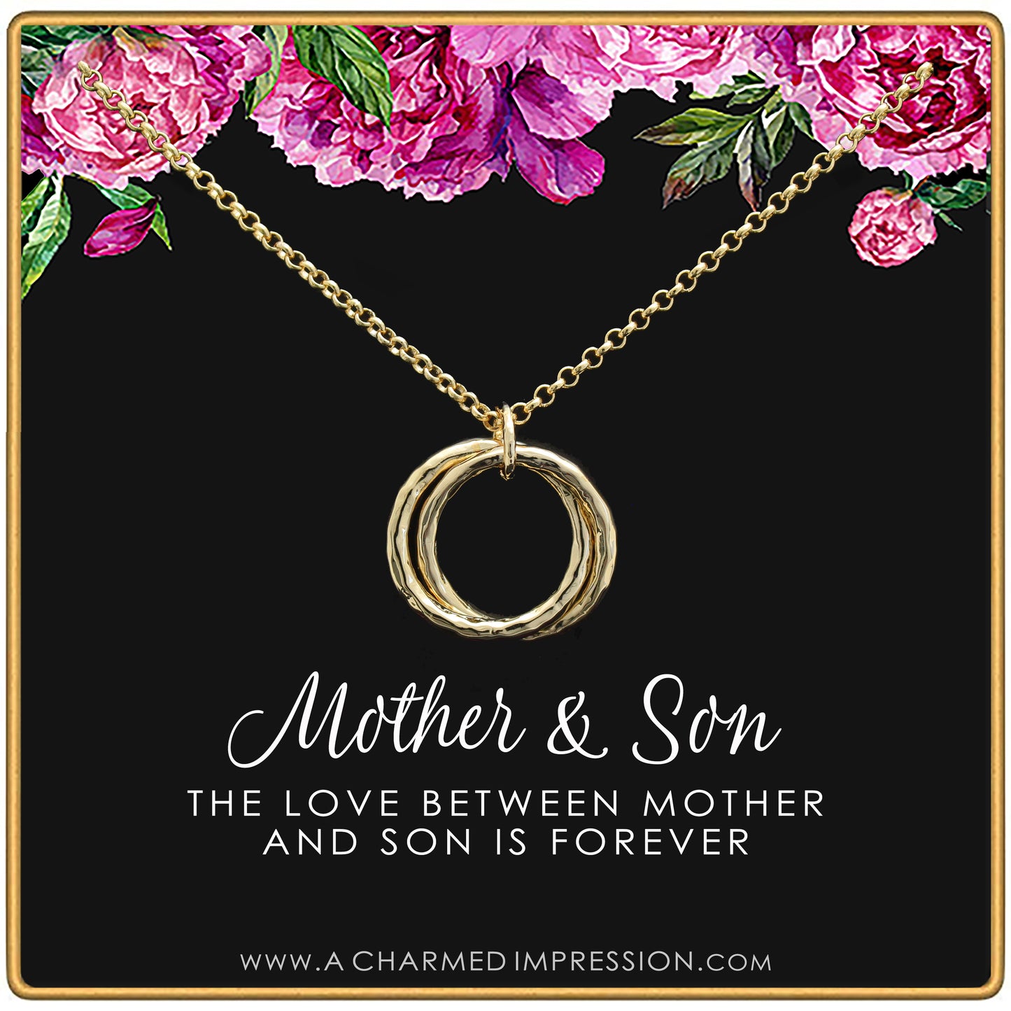 Gifts for Mom Jewelry • Mother and Son • Boy Mom Gift • Gratitude Appreciation • Mother of the Groom • Jewelry for Women • Hammered Infinity Ring Necklace