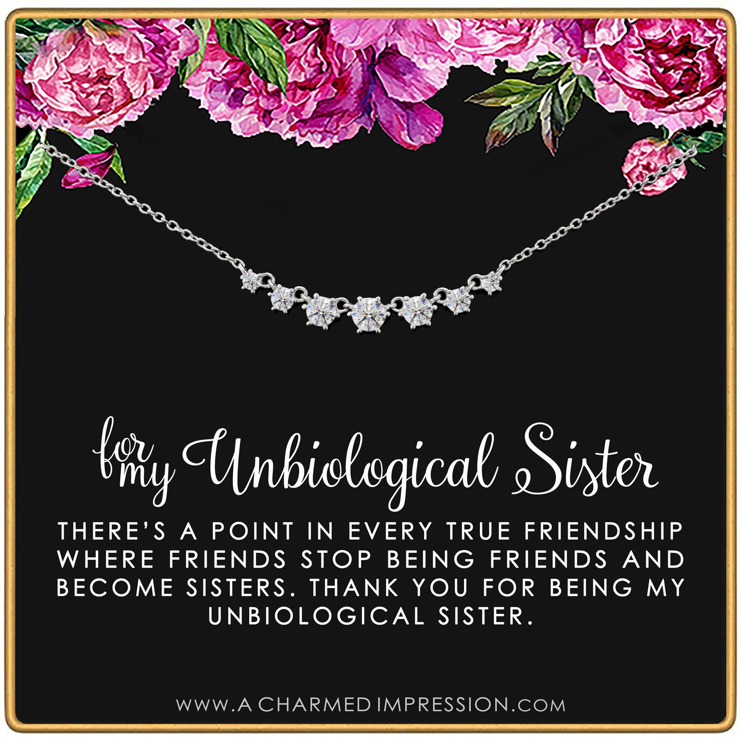 Best Friend Gifts for Women • Unbiological Sister • Christmas Gifts for Women • Stepsister Gifts • Love Friendship • Bonus Sister Necklaces for 2 3 • 7 Crystal Necklace