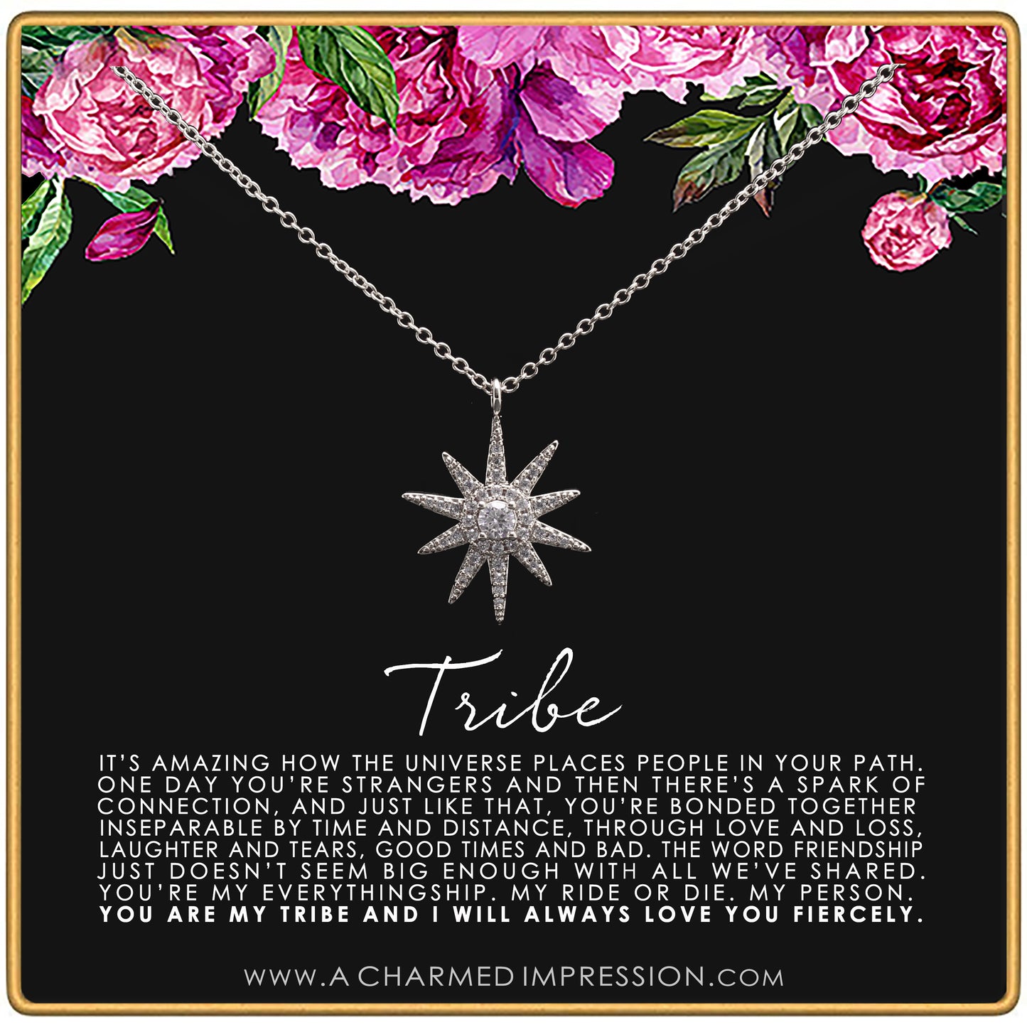 Best Friend Tribe Necklace • Soul Sister Gift • Friendship Jewelry • Large Starburst Necklace • Birthday, Best Friends