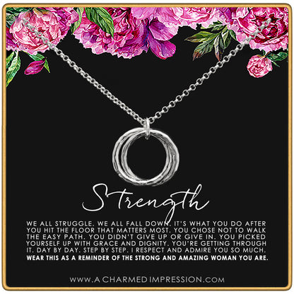Strength Necklace • Addiction Recovery • Survivor Gift • 14k or Silver Necklace • Strength • Encouragement • Cancer Divorce Single Mom Depression • Inspirational Gifts