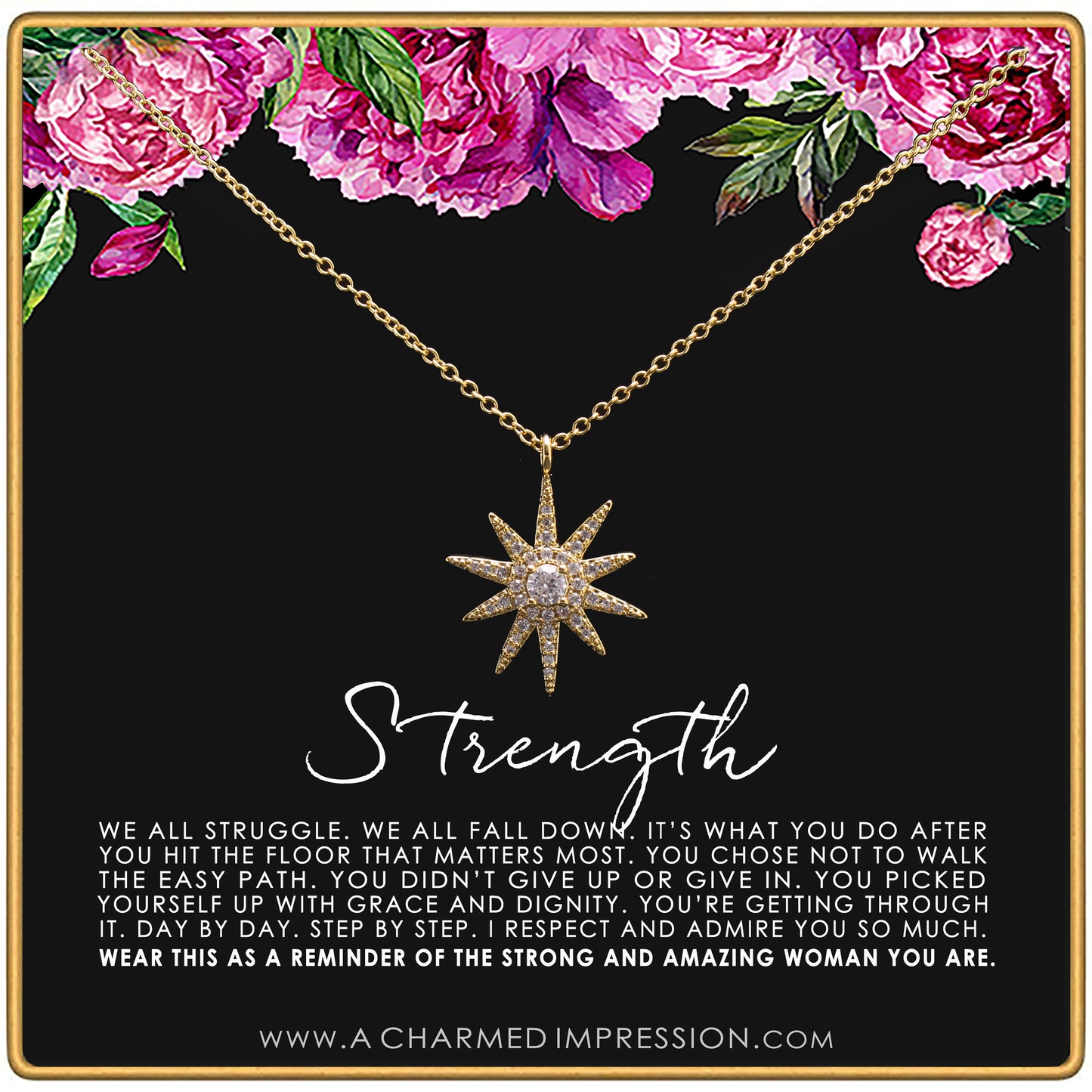 Strength Necklace • Addiction Recovery • Survivor Gift • 14k or Silver Necklace • Strength • Encouragement • Cancer Divorce Single Mom Depression • Inspirational Gifts