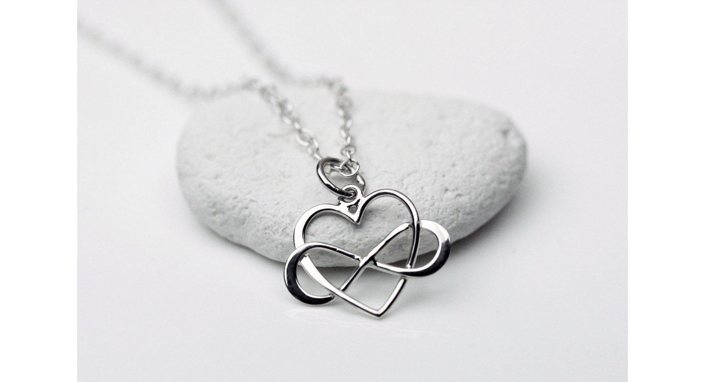 Gifts for Grandma & Granddaughter • Infinity Heart Charm • Silver • Infinite Love Necklace