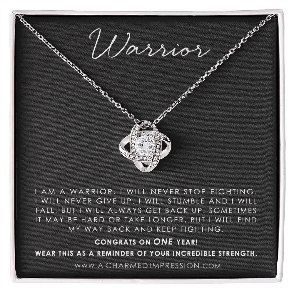 Addiction Recovery Gift, Warrior Necklace, Fighter Jewelry, NA, AA Gifts Women, Sobriety Anniversary, Sober Birthday